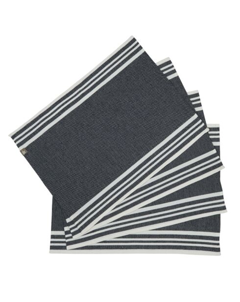 4 schwarze Mahdia-Tischsets aus Baumwolle - 35x50 cm