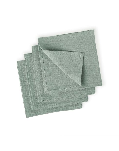 Lot de 4 serviettes de table lin lavé Paul vert céladon - 45x45 cm