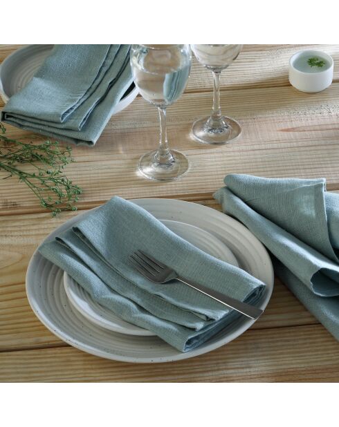 Lot de 4 serviettes de table lin lavé Paul vert céladon - 45x45 cm
