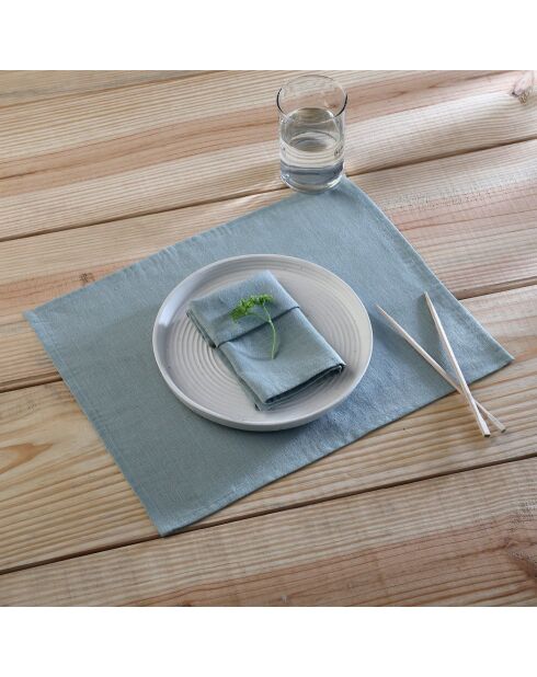 Lot de 4 serviettes de table lin lavé Paul vert céladon - 45x45 cm
