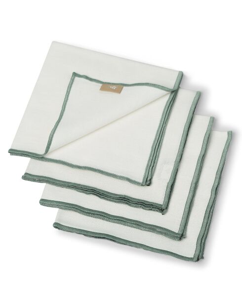 Set von 4 Jules Servietten aus Baumwollleinen weiß/celadongrün - 45x45 cm