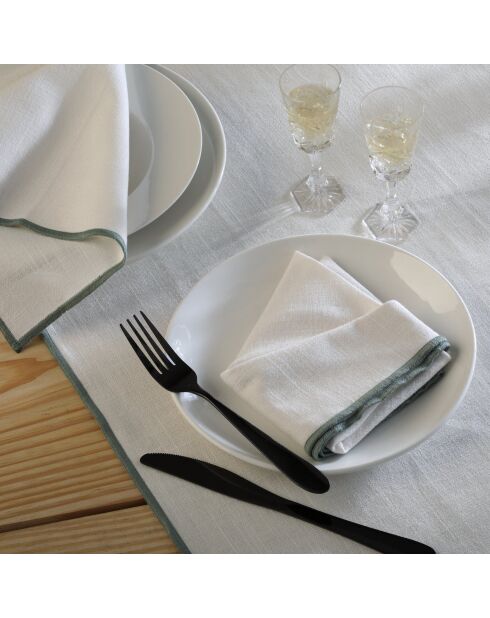 Set von 4 Jules Servietten aus Baumwollleinen weiß/celadongrün - 45x45 cm