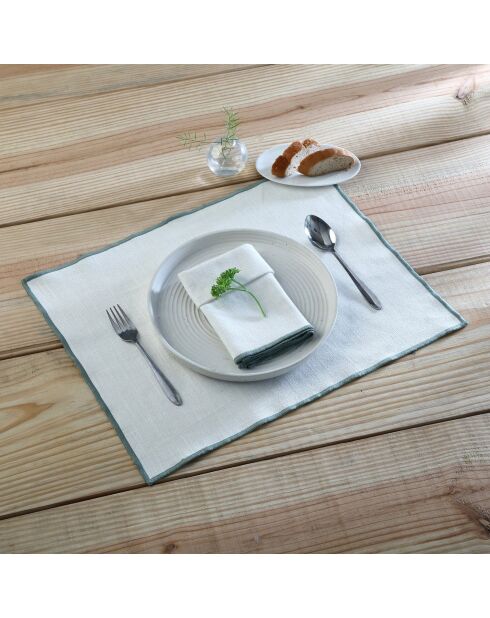 Set von 4 Jules Servietten aus Baumwollleinen weiß/celadongrün - 45x45 cm