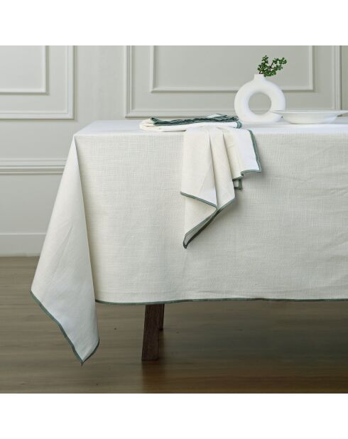 Set von 4 Jules Servietten aus Baumwollleinen weiß/celadongrün - 45x45 cm