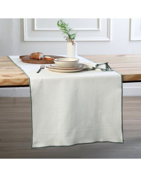Set von 4 Jules Servietten aus Baumwollleinen weiß/celadongrün - 45x45 cm