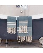 Set von 3 Stockholmer Badefoutas aus Baumwolle petrolblau - 100x200+2 (50x80) cm