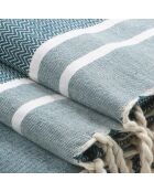 Set von 3 Stockholmer Badefoutas aus Baumwolle petrolblau - 100x200+2 (50x80) cm