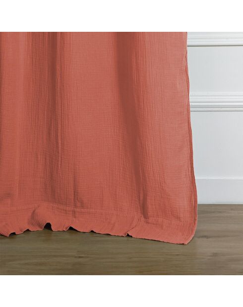 Carla Ösenvorhang aus Baumwollgaze, toskanisches Rot, 140 x 240 cm