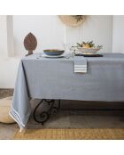 Mahdia blaue Jeanstischdecke aus Baumwolle und 10 Servietten, 180 x 400 cm