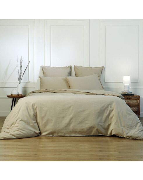 Drap housse en coton lavé Luna sable