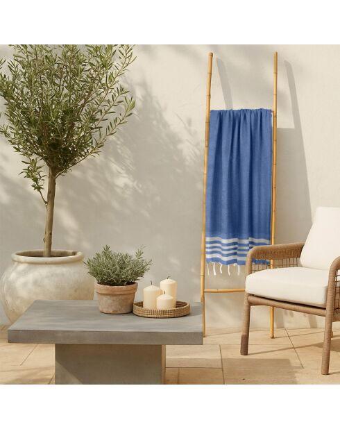 Newport Griechische blaue Baumwollfouta - 100x200 cm