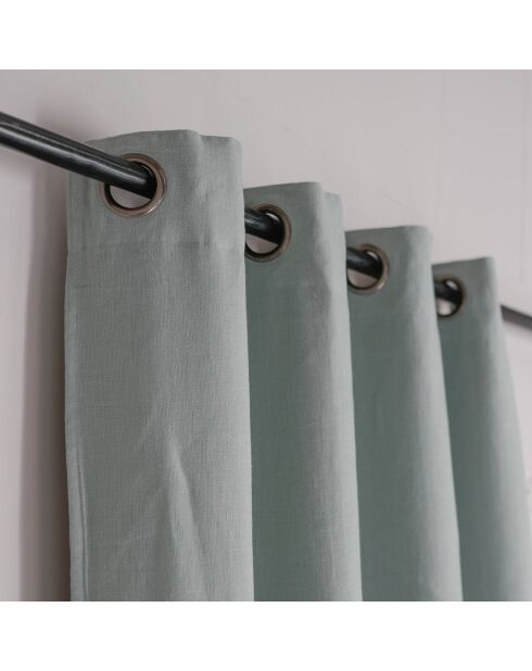 Verduisteringsgordijn met doorvoertules Paul washed linen celadon groen - 130x290 cm