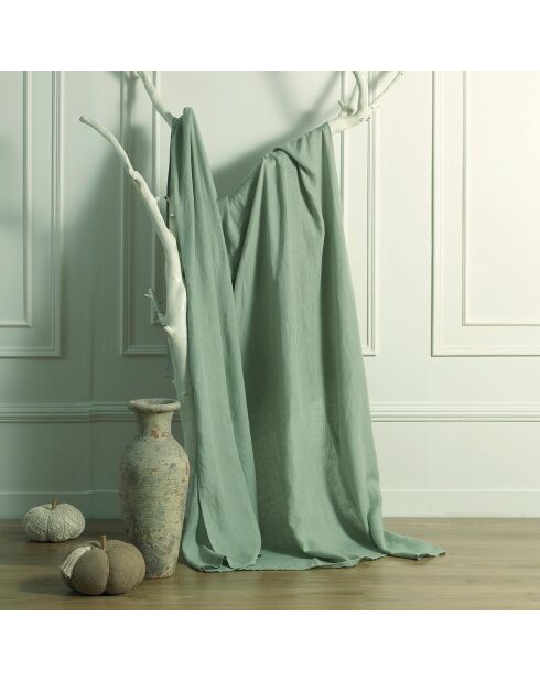 Camille Bettdecke aus gewaschenem Leinen, 180 x 250 cm, Seladongrün