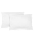 Lot de 2 Taies d'oreiller lin lavé Hortensia blanches