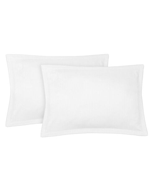 Lot de 2 Taies d'oreiller lin lavé Hortensia blanches
