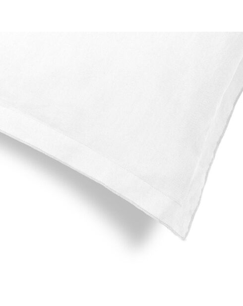 Lot de 2 Taies d'oreiller lin lavé Hortensia blanches