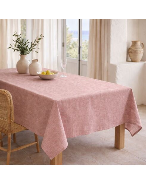 Mantel Tomette rojo Colette y 10 servilletas de algodón - 180x400 cm