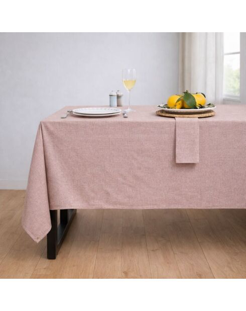 Mantel Tomette rojo Colette y 10 servilletas de algodón - 180x400 cm
