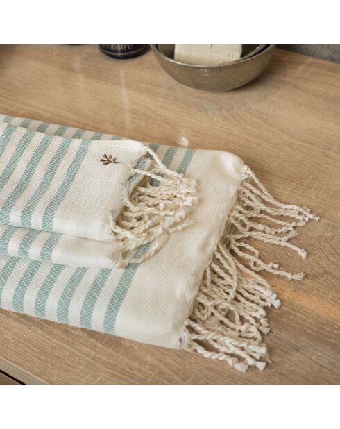 Set von 3 Hossegor Badefoutas aus Baumwolle aquagrün - 100x200+2 (40x60) cm