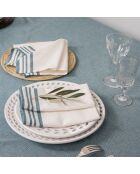 Set van 4 katoenen servetten Mahdia wit/petrolblauw - 45x45 cm