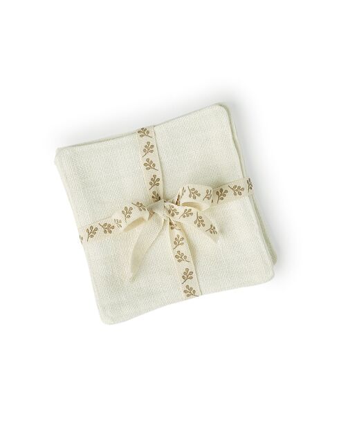 Set de 4 posavasos Louis de lona de algodón blanco, 10 x 10 cm