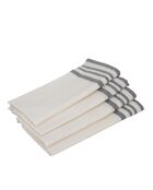Set van 4 katoenen servetten Mahdia wit/middengrijs - 45x45 cm