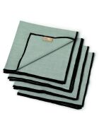 Lot de 4 serviettes de table toile de coton Jules vert céladon/noires - 45x45 cm