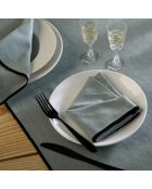 Lot de 4 serviettes de table toile de coton Jules vert céladon/noires - 45x45 cm