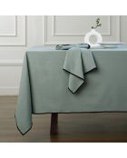 Lot de 4 serviettes de table toile de coton Jules vert céladon/noires - 45x45 cm