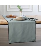 Lot de 4 serviettes de table toile de coton Jules vert céladon/noires - 45x45 cm