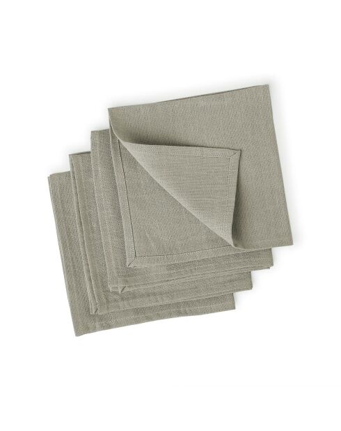 Lot de 4 serviettes de table lin lavé Paul naturelles - 45x45 cm