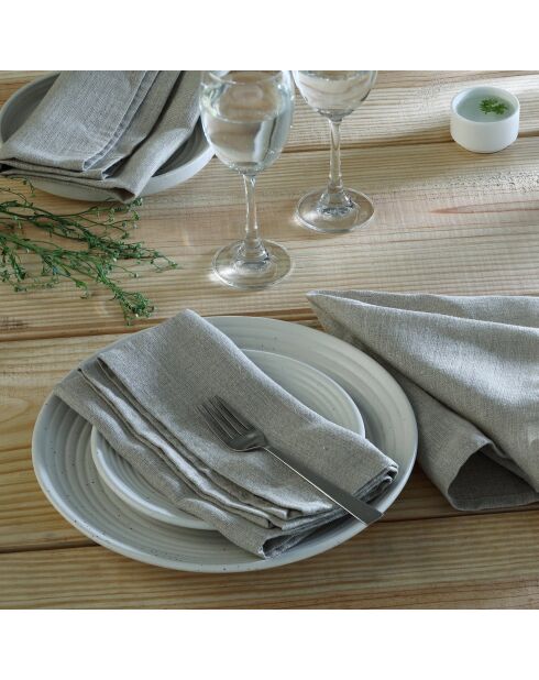 Lot de 4 serviettes de table lin lavé Paul naturelles - 45x45 cm