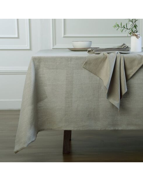 Lot de 4 serviettes de table lin lavé Paul naturelles - 45x45 cm