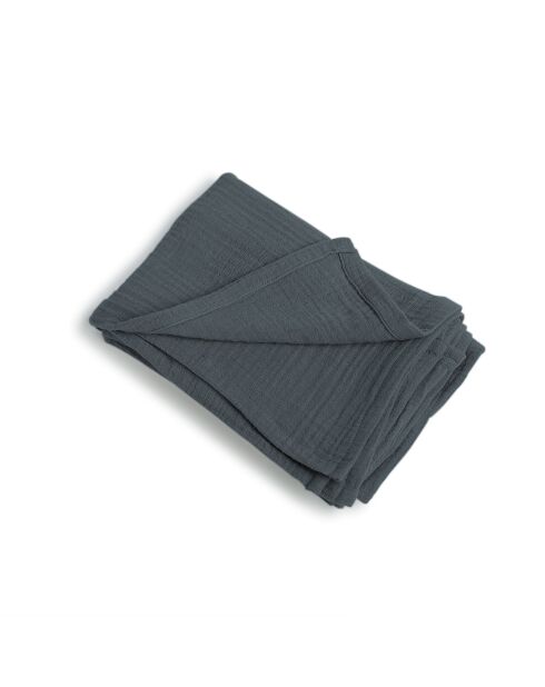 Lot de 4 serviettes de table gaze de coton Carla bleu orage - 40x40 cm