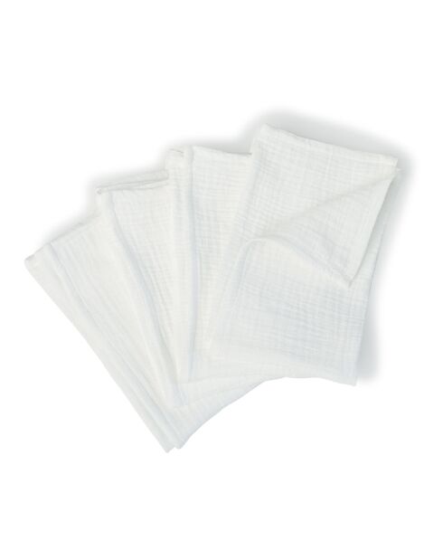 Lot de 4 serviettes de table gaze de coton Carla blanches - 40x40 cm
