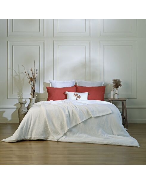 Lot de 2 Taies d'oreiller gaze de coton Carla rouge toscane
