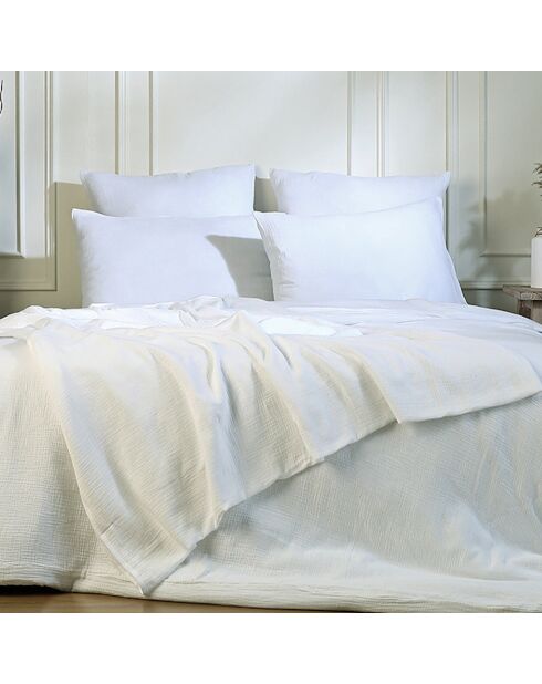 Lot de 2 Taies d'oreiller gaze de coton Carla blanches