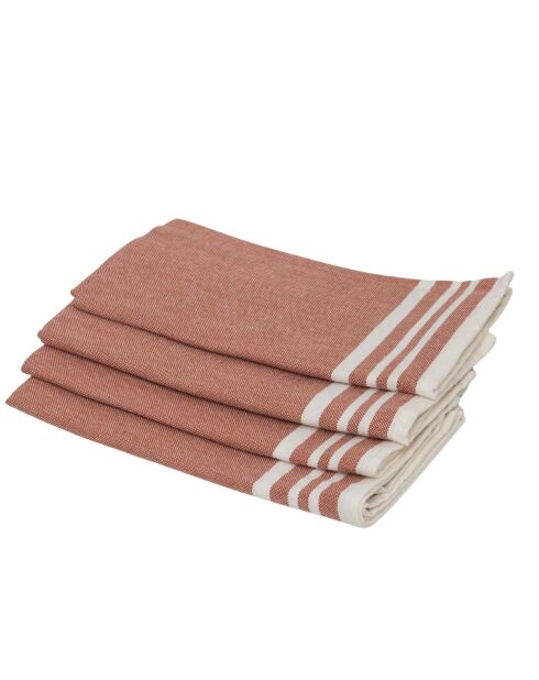 Lot de 4 serviettes de table en coton Mahdia rouge tomette - 45x45 cm