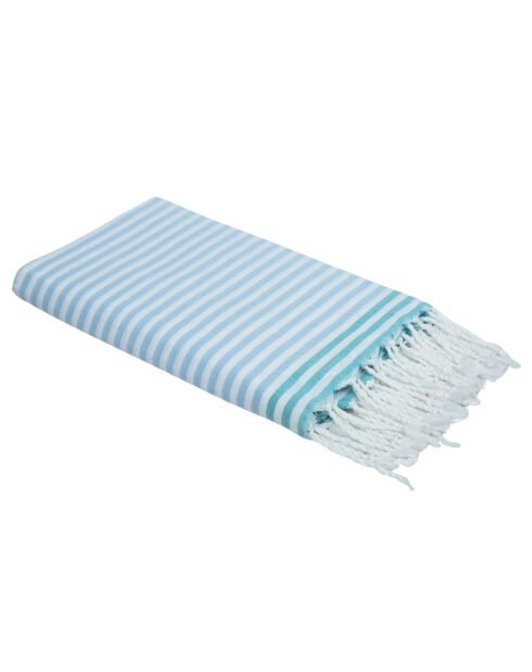 Pareo fouta in cotone Bora Bora blu pallido/verde turchese - 100x200 cm