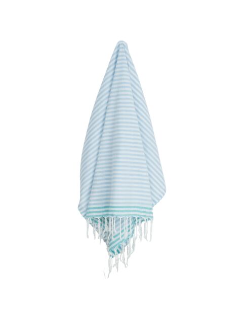 Pareo fouta in cotone Bora Bora blu pallido/verde turchese - 100x200 cm
