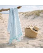 Pareo fouta in cotone Bora Bora blu pallido/verde turchese - 100x200 cm