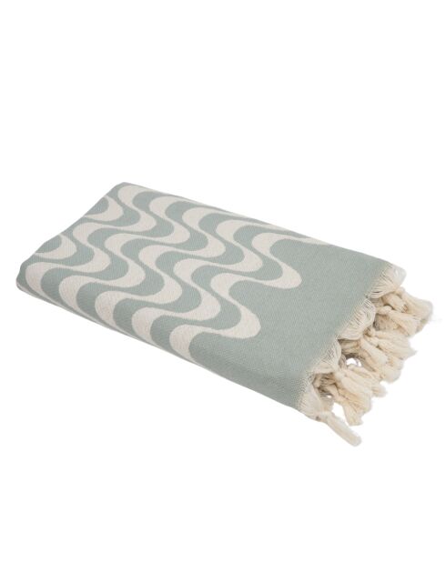 Cabana Aquagrüner Jacquard-Baumwoll-Fouta - 100x200 cm