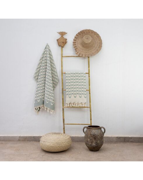 Cabana Aquagrüner Jacquard-Baumwoll-Fouta - 100x200 cm