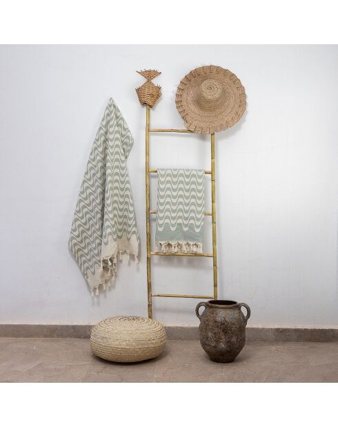 Cabana Aquagrüner Jacquard-Baumwoll-Fouta - 100x200 cm