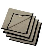 Lot de 4 serviettes de table toile de coton Jules naturelles/noires - 45x45 cm