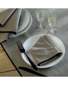 Lot de 4 serviettes de table toile de coton Jules naturelles/noires - 45x45 cm