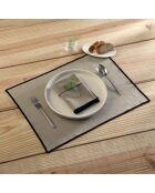 Lot de 4 serviettes de table toile de coton Jules naturelles/noires - 45x45 cm