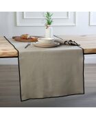 Lot de 4 serviettes de table toile de coton Jules naturelles/noires - 45x45 cm