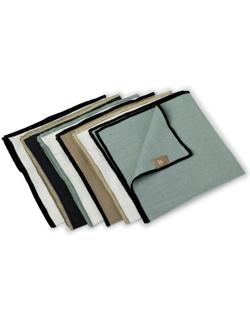 Lot de 4 serviettes de table toile de coton Jules naturelles/noires - 45x45 cm