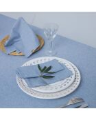 Griechische blaue Colette-Tischdecke aus Baumwolle und 8 Servietten